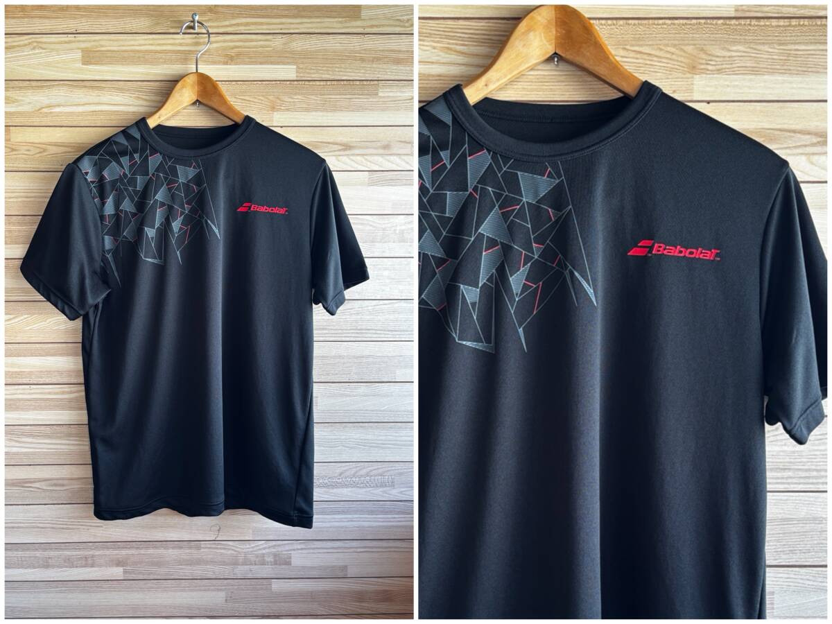 #セール★サイズ L★BABOLAT バボラ 半袖 シャツ Tシャツ テニスウェア ゲームシャツ テニス ブラック 黒 プラクティス 春夏 春 夏 秋