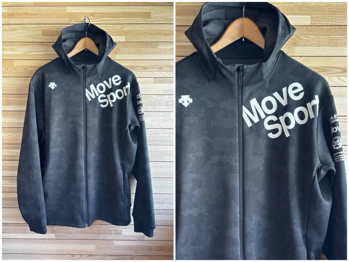 #大きい サイズ XO XXL 3L★DESCENTE デサント MOVE SPORT ムーブスポーツ スウェット パーカー フード ジップ ブラック 黒 春 秋冬 秋 冬