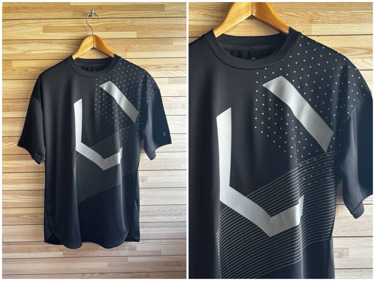 #セール★大きい サイズ XL★未使用★asics アシックス 半袖シャツ Tシャツ 暑熱対策 通気 クーリング ブラック 黒★検索: A77 LIMO