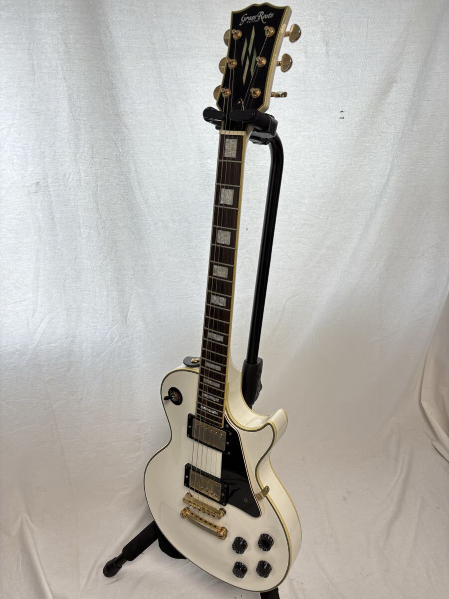 Grass Roots グラスルーツ レスポール エレキギター ホワイト ソフトケース付 弦楽器