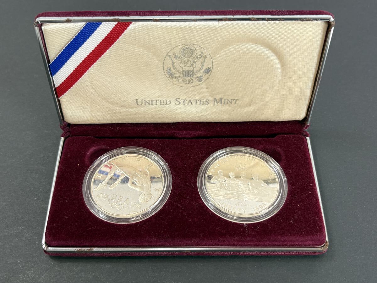 1996年 アトランタオリンピック 記念銀貨 プルーフ 2枚セット 品位: 銀90%（銀品位900/1000）重量: 1枚 約26.73g 直径: 38.1mm