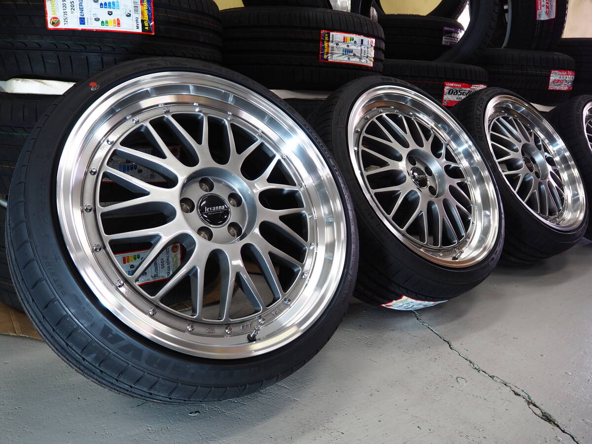 軽量 カスタムサイズ 深リム メッシュ levanna V10-EX FFT 19inch 8.5J 5H100+42 輸入タイヤ 215/35R19 30系 50系 プリウス