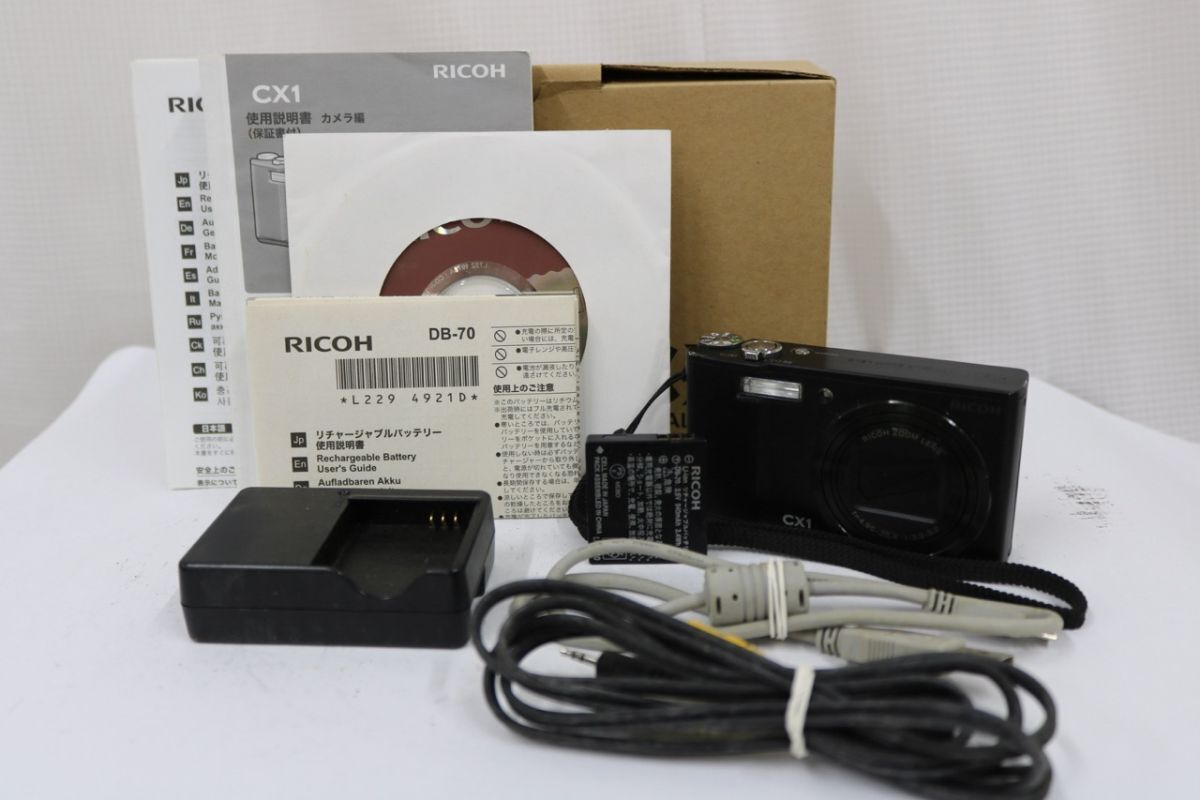 【返品保証】 【元箱付き】リコー Ricoh CX1 ブラックバッテリー チャージャー付き コンパクトデジタルカメラ e11390
