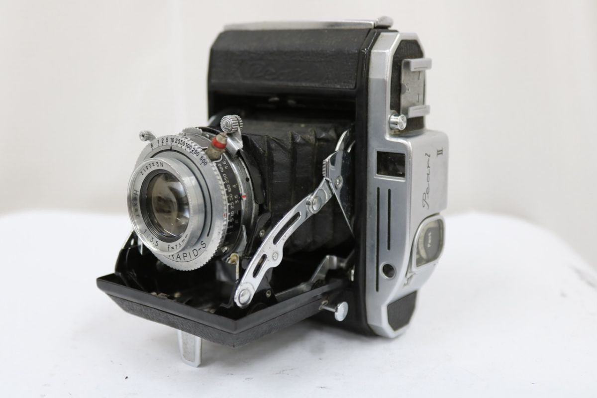 【訳あり品】 パール Pearl II Hexar 75mm F3.5 蛇腹カメラ e11350