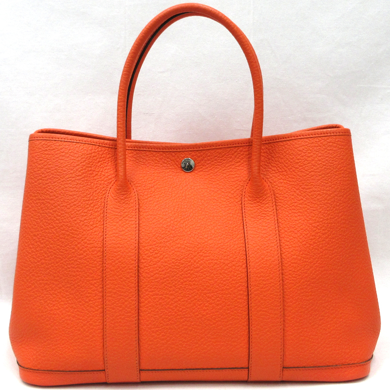 【美品】HERMES／エルメス　ガーデンパーティPM　カントリー　オレンジポピー　C刻印　トートバッグ　800020267