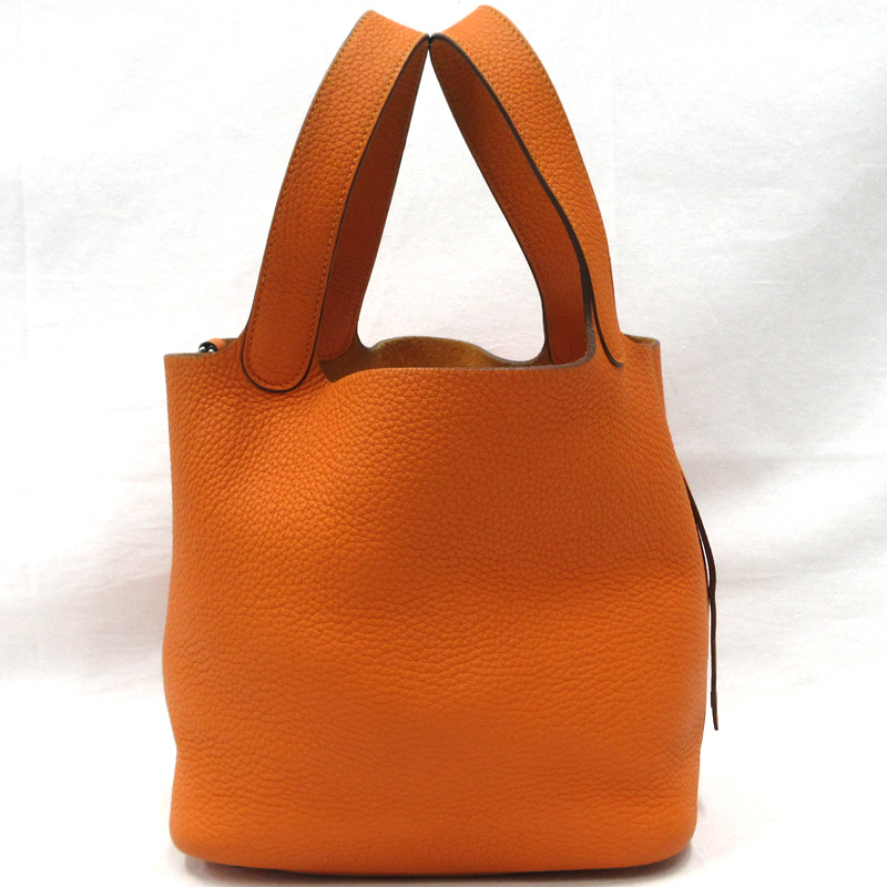 【美品】HERMES／エルメス　ピコタンロックMM　トリヨンクレマンス　オレンジ　□O刻印　ハンドバッグ　800020102