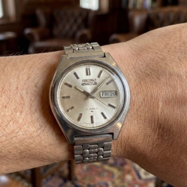【セイコー /稼動品/ヴィンテージ/1973年4月製造】SEIKO 5ACTUS 21石 7019-8010 自動巻 シルバー文字盤 5アクタス メンズ腕時計