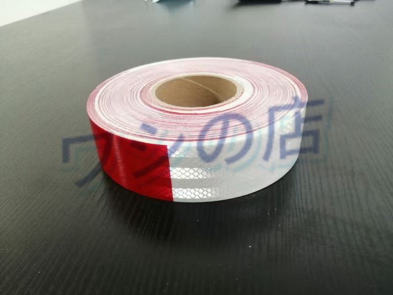高輝度反射テープ 5cm×30m レッド＆ホワイト 赤白リフレクト反射シール トラック自動車バイクなどの事故防止安全対策に反射ステッカー