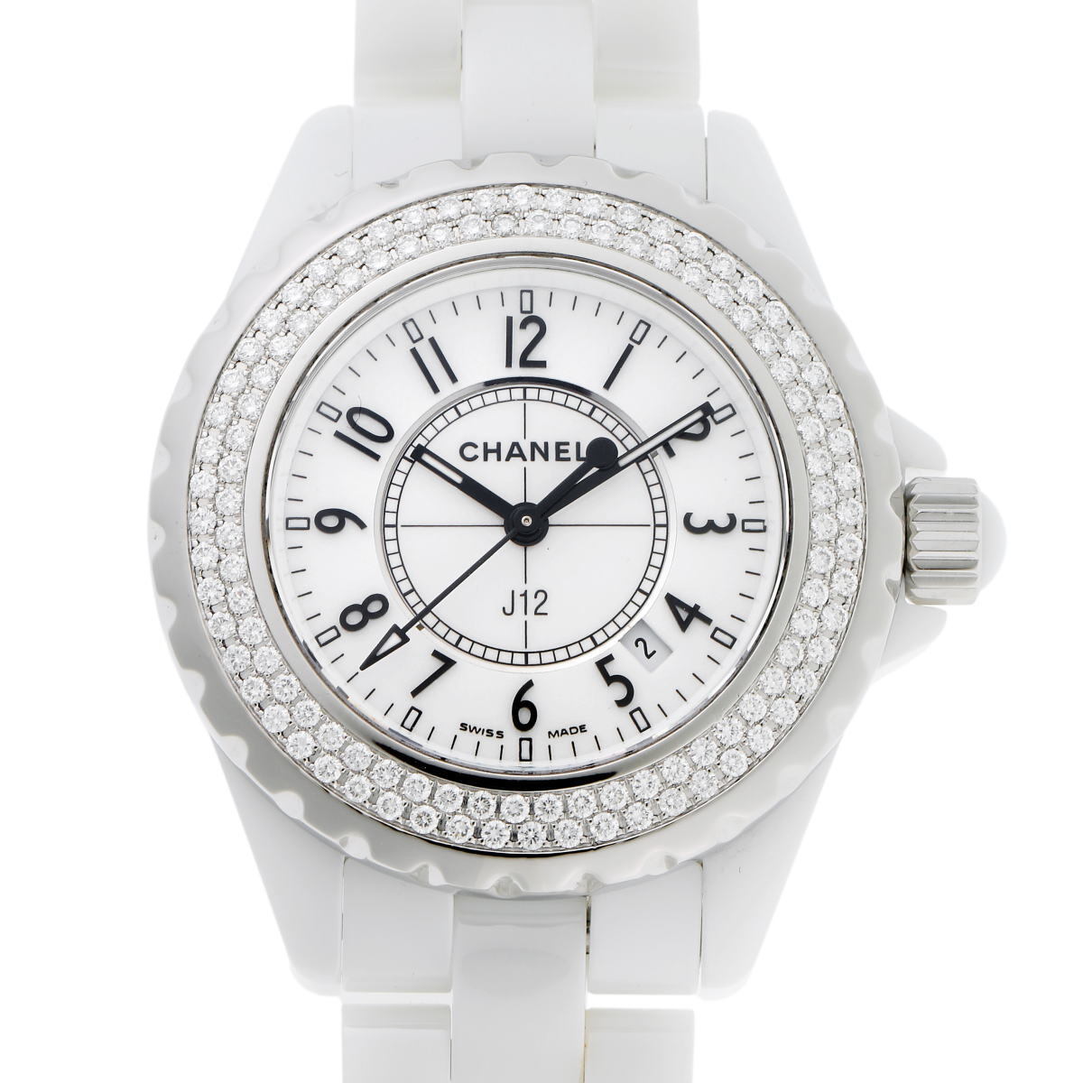 CHANEL シャネル J12　ホワイトセラミック 33mm ダイヤ クォーツ H0967 CE / SS レディース 時計 2300779