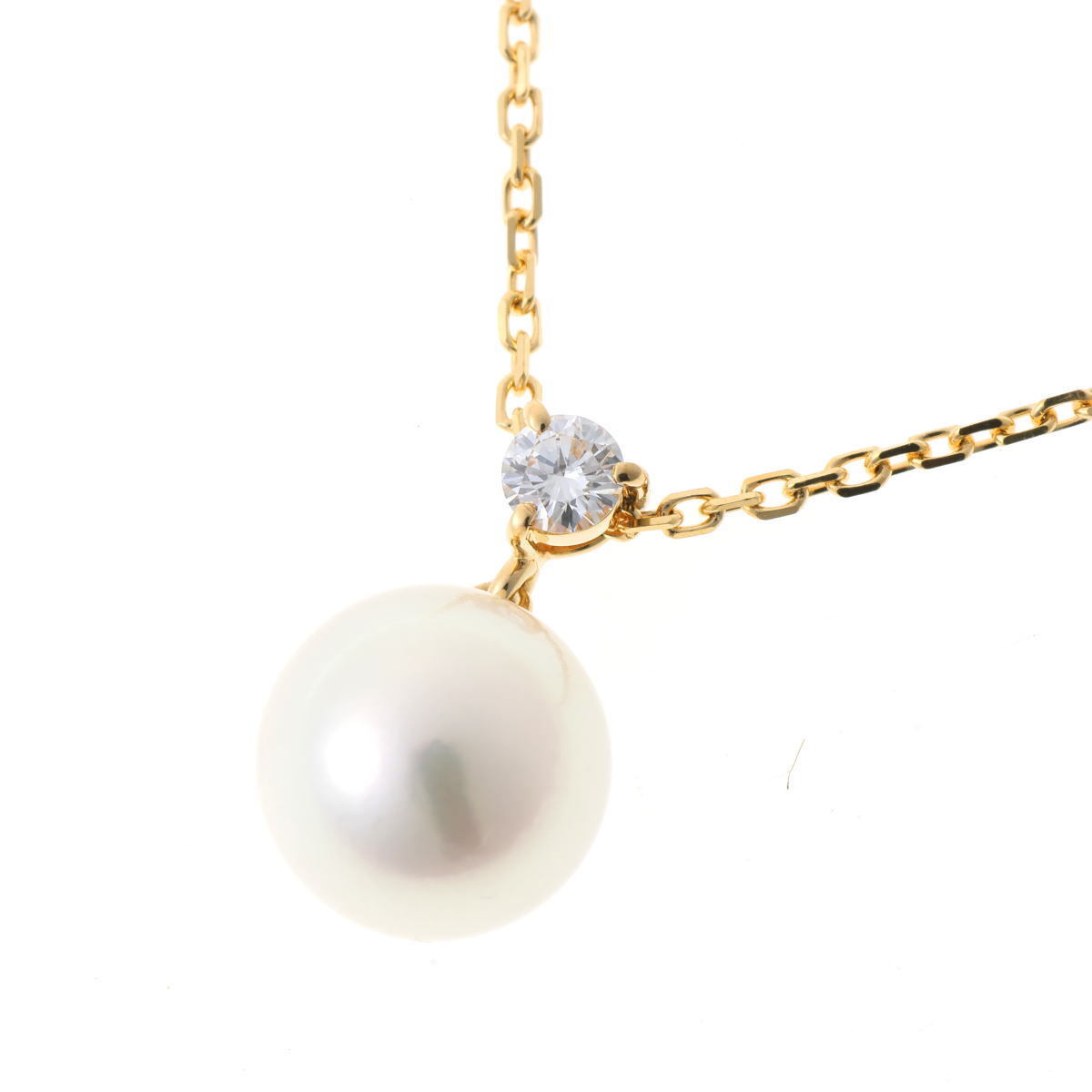 MIKIMOTO ミキモト パール 8.4mm ダイヤ ネックレス - イエローゴールド K18YG 2510288