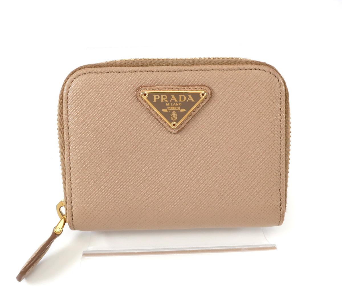 未使用 プラダ サフィアーノ ジップ ラウンドファスナー コインケース 小銭入れ PRADA ベージュ系 1MH268/34721