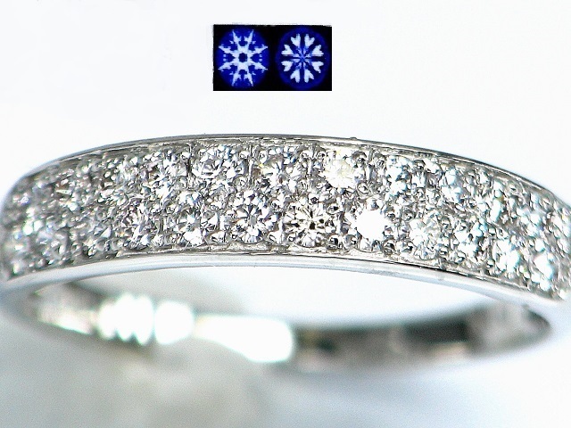 【宝石屋本舗】0.45ct　ハート＆キューピット　天然ダイヤモンドPT950　パヴェリング（宝石ミニ鑑別カード付）