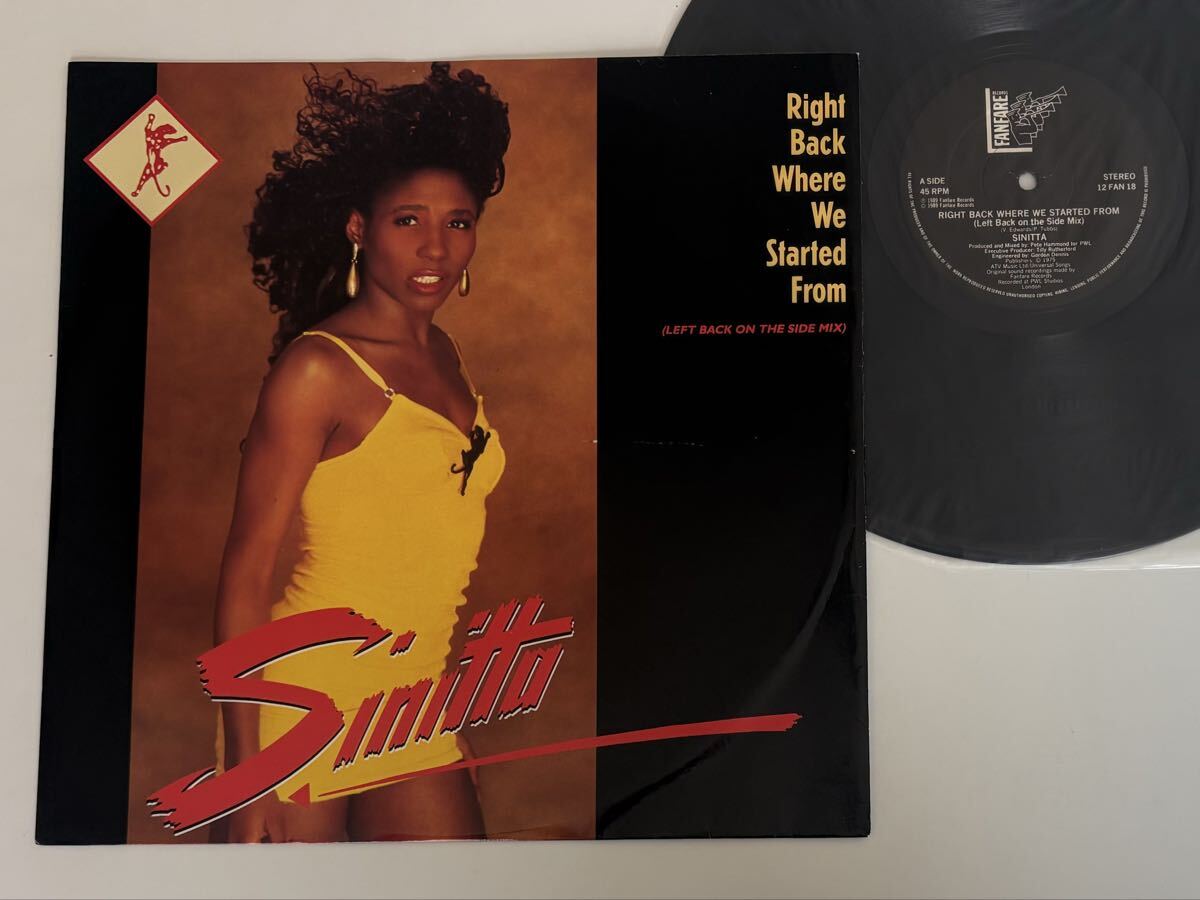 【89年UK盤】SINITTA / Right Back Where We Started From EXTENDED MIX '12 FANFARE 12FAN18 シニータ,ゲット・ライト・バック,EUROBEAT,