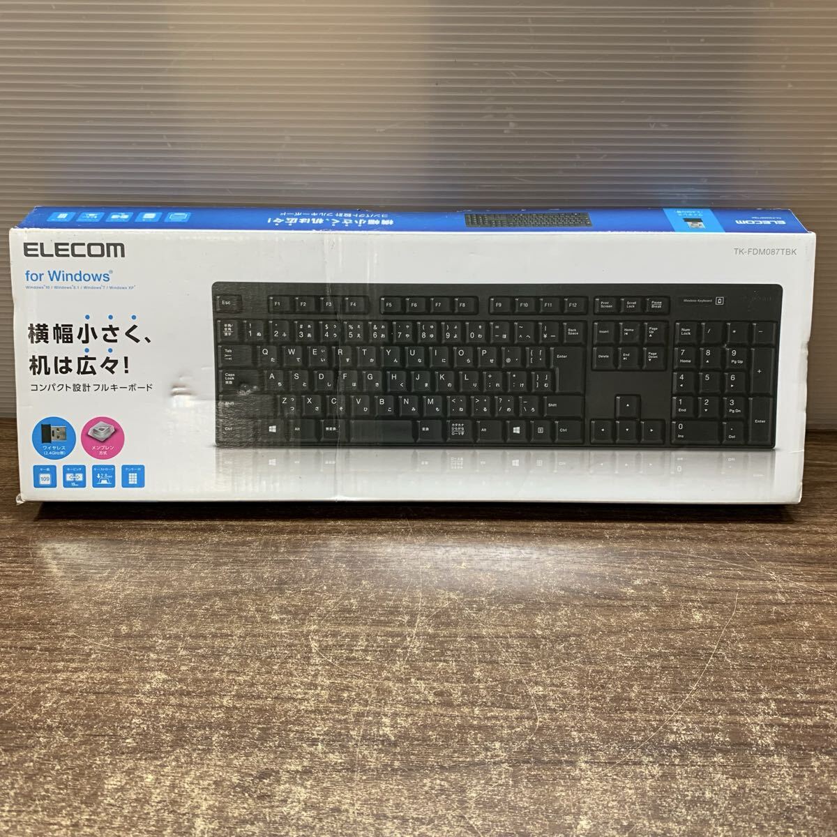 ほぼ未使用 ELECOM エレコム ワイヤレスキーボード TK-FDM087TBK 2.4GHz コンパクト設計 Windows パソコン (c78