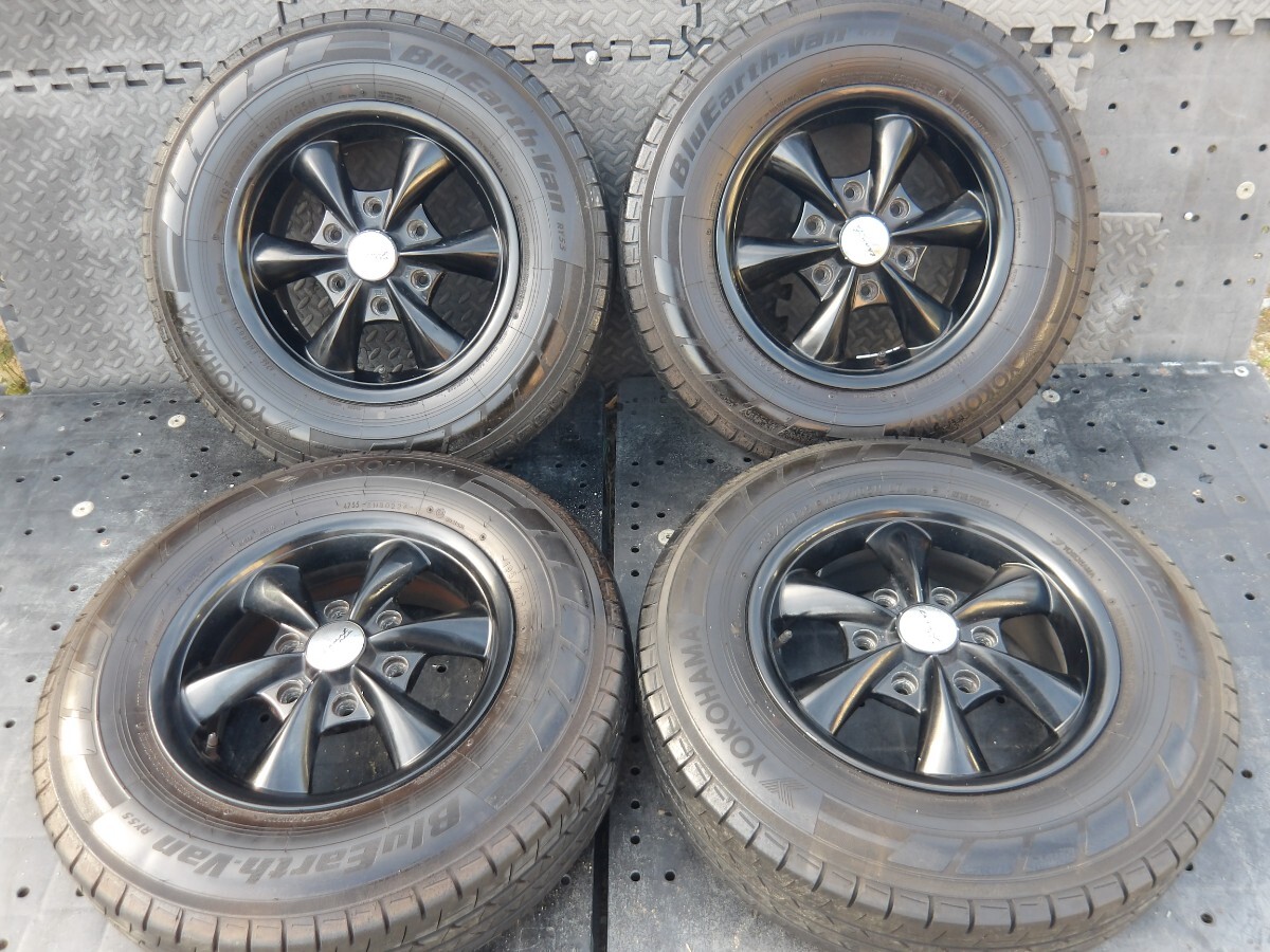 車検対応!!MLJ スラスト シックス ブラック バリ溝 Bluearth-VAN RY55 195/80R15 107/105N LT ハイエース GL/DX ワイド ハイルーフ KDH GDH