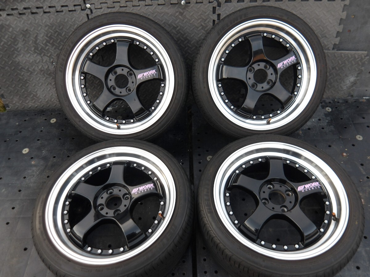 人気!ステルスレーシング K35 ブラック WORK マイスター S1 ステッカー付 良溝 195/45R17 アクアヴィッツヤリスフィットデミオマーチノート