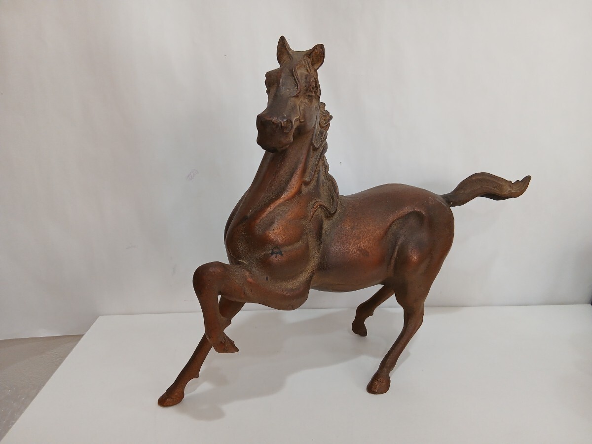 M304042　金属工芸　馬の置物　縁起物　干支　インテリア　オブジェ　金属製品　約4.6キロ
