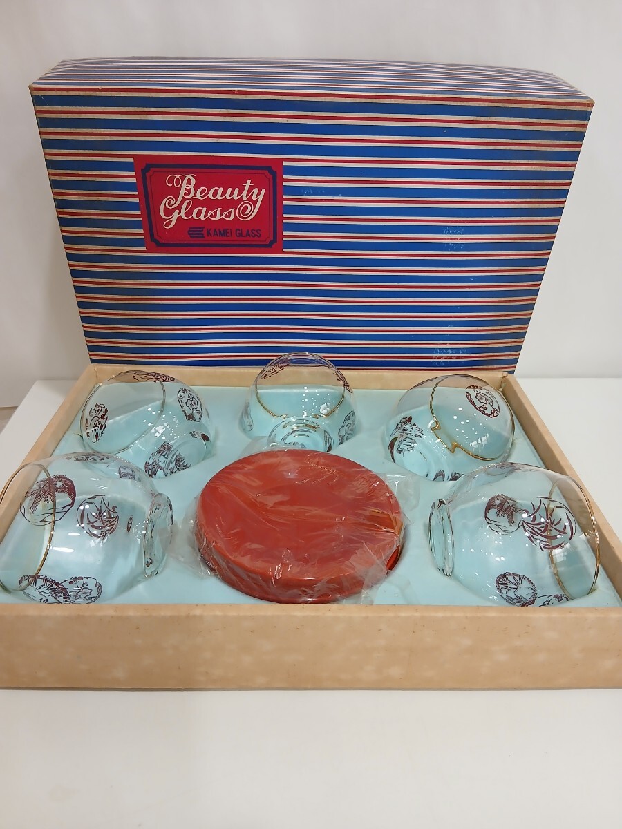 M304025　KAMEY GLASS　カメイガラス　冷茶セット　グラス、茶托５客セット