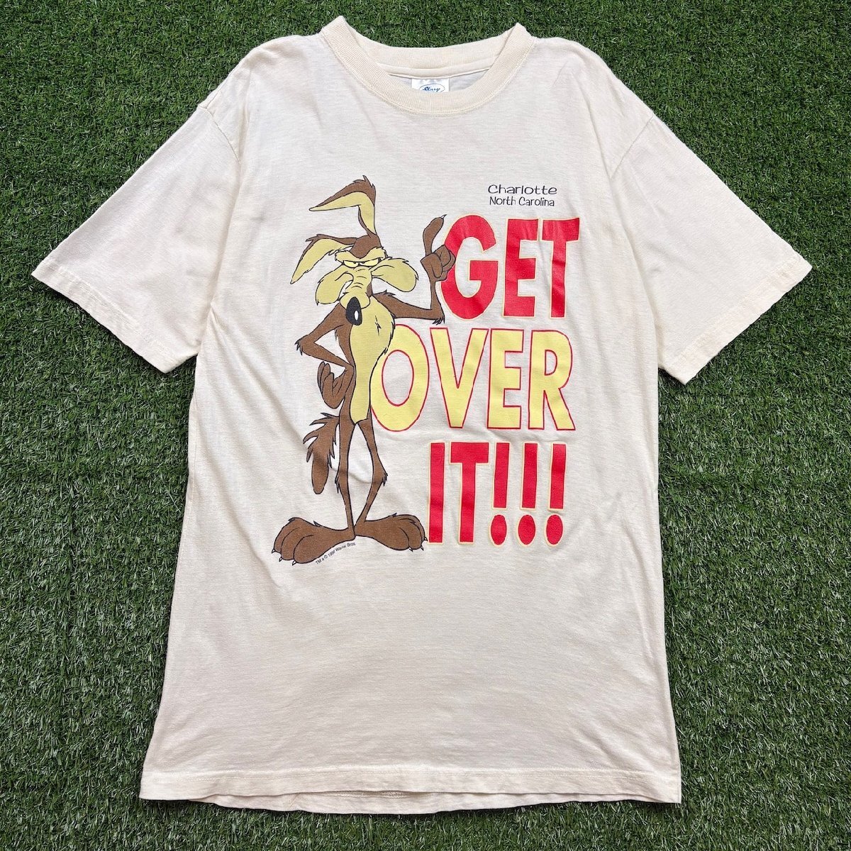 90s LOONEY TUNES ワイリーコヨーテ Wile.E.Coyote Warner Bros Ｔシャツ メンズ L 古着 b26032080