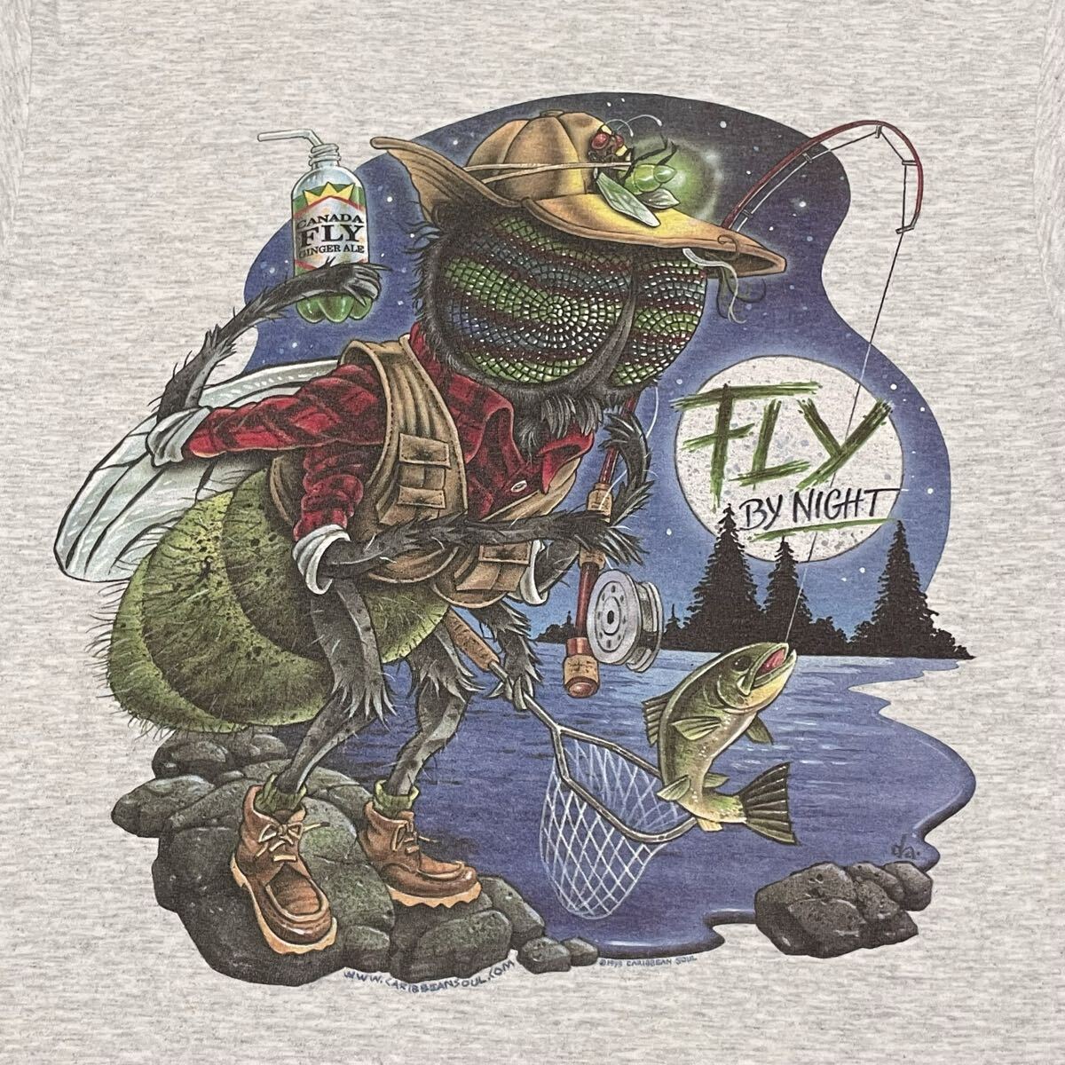 90sヴィンテージ古着FLY ハエ　蝿Caribbean Soul カリビアンソウル　グレーtシャツ