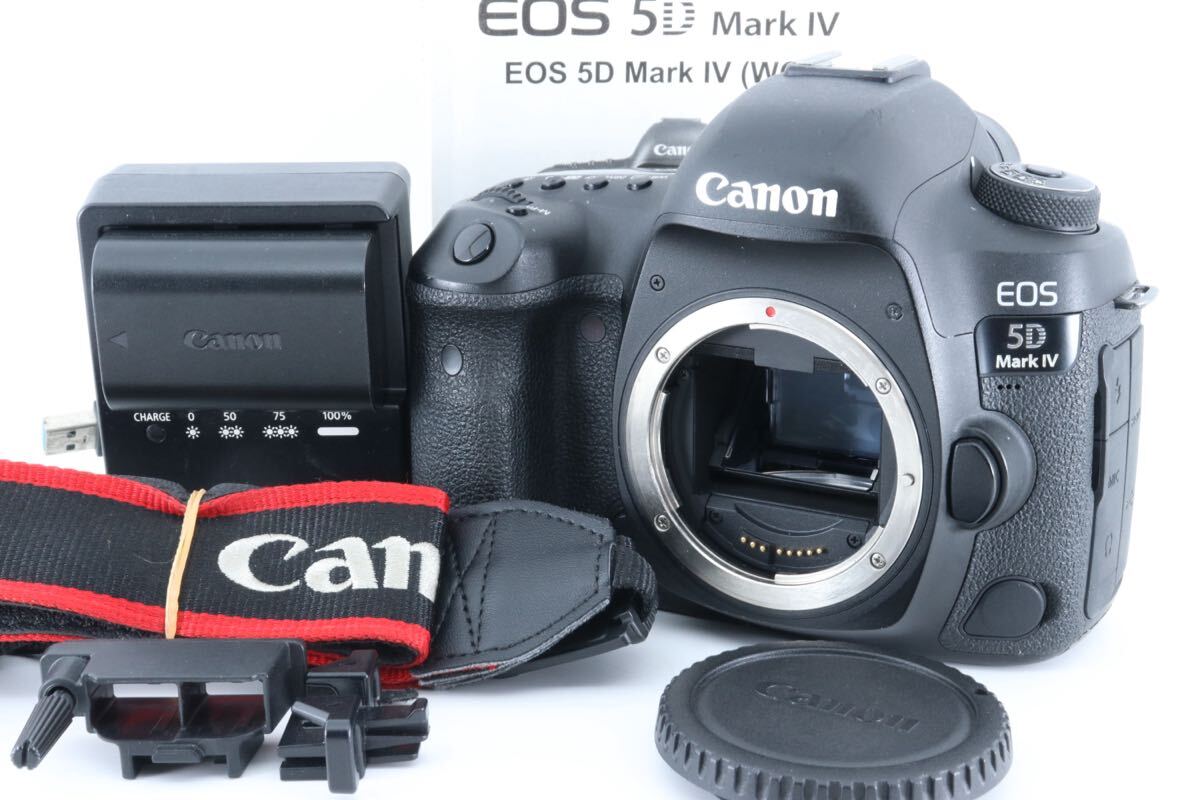【付属品充実】Canon キヤノン EOS 5D Mark IV ボディ ストラップ、取説、バッテリーセット付 デジタル一眼レフ 人気 高機能機種