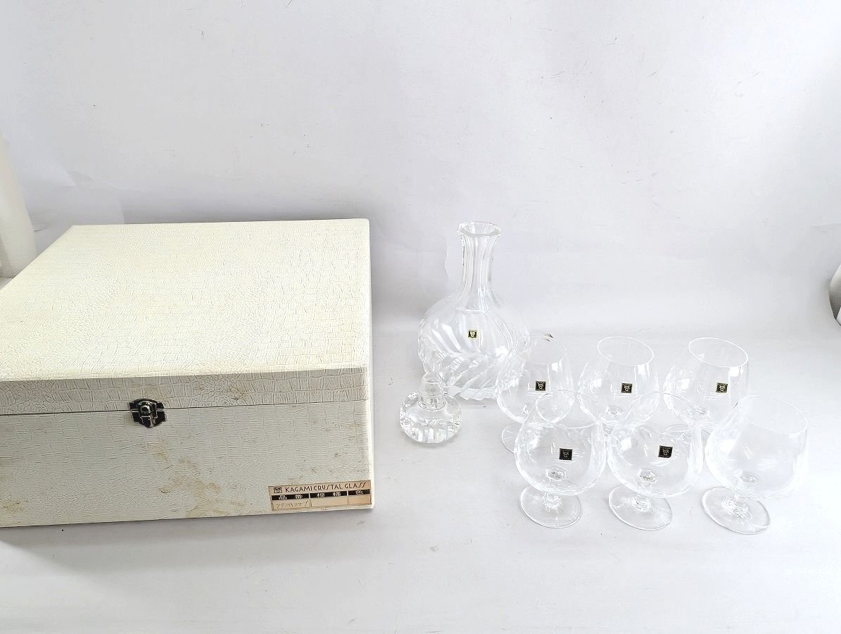 KAGAMI カガミクリスタル ブランデーセット デキャンタ グラス 6客 箱付き 保管品[03-7860
