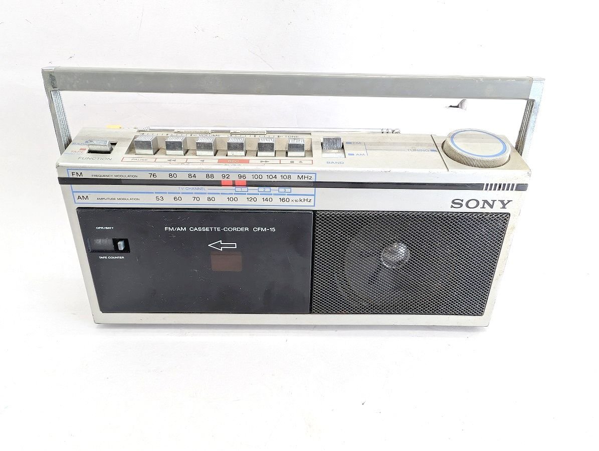 ジャンク SONY ソニー CFM-15 FM AM カセットレコーダー ラジカセ 昭和レトロ 動作未確認[03-8038