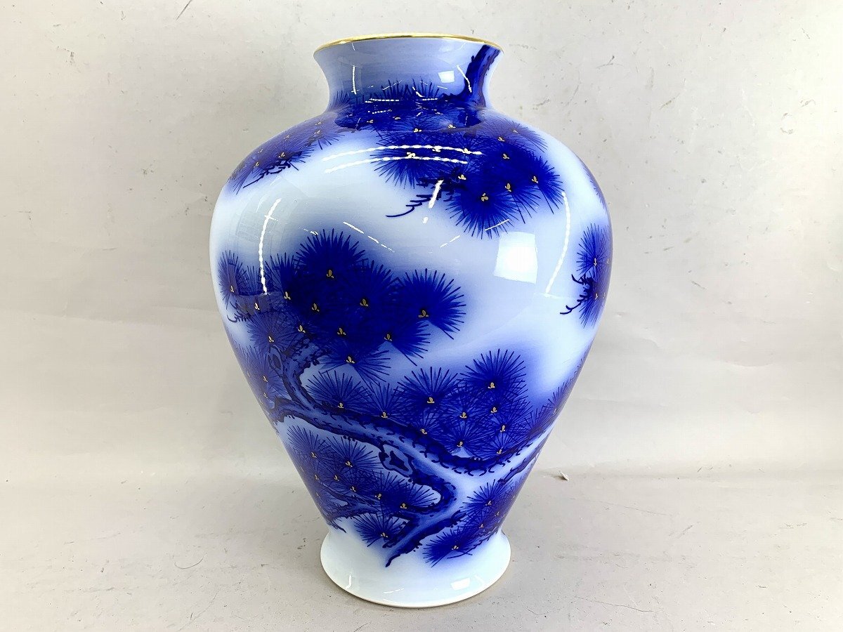 香蘭社 オールド香蘭社 染錦 模様 花器 フラワーベース 花瓶[01-4805