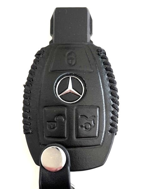 牛革ジャストに収まる ベンツ スマートキーケース W221 黒色縫い糸黒 ベンツ キーケース Benz キーケース 1
