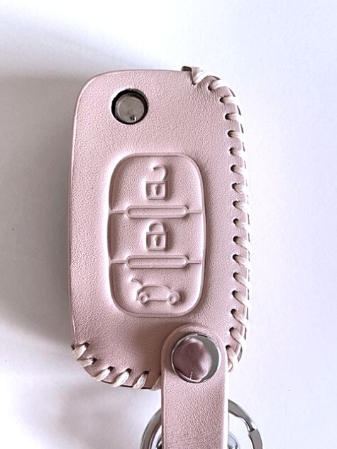 牛革ジャストFIT スマートフォーツー スマートキーケース ピンクベージュ色 ルノースマート キーケース スマートフォーフォー キーケース1
