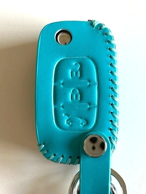 牛革ジャストFIT スマートフォーツー スマートキーケース ミントグリーン色 ルノースマート キーケース スマートフォーフォー キーケース1