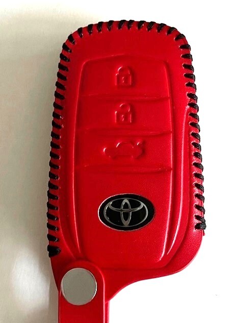 牛革ジャストフィット クラウンクロスオーバー スマートキーケース 赤色縫い糸黒 クラウンクロスオーバー キーケース 1