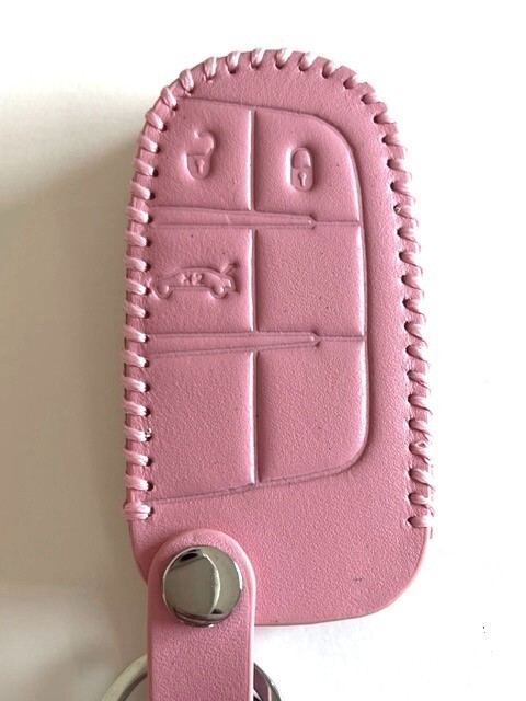 牛革ぴったり収まる ジープ チェロキー スマートキーケース ピンク色 ジープ キーケース JEEP キーケース チェロキー キーケース1