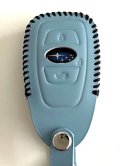 牛革ぴったり収まる レヴォーグ スマートキーケース インプレッサ パステルブルー色縫い糸黒 インプレッサー キーケース BRZ キーケース 1