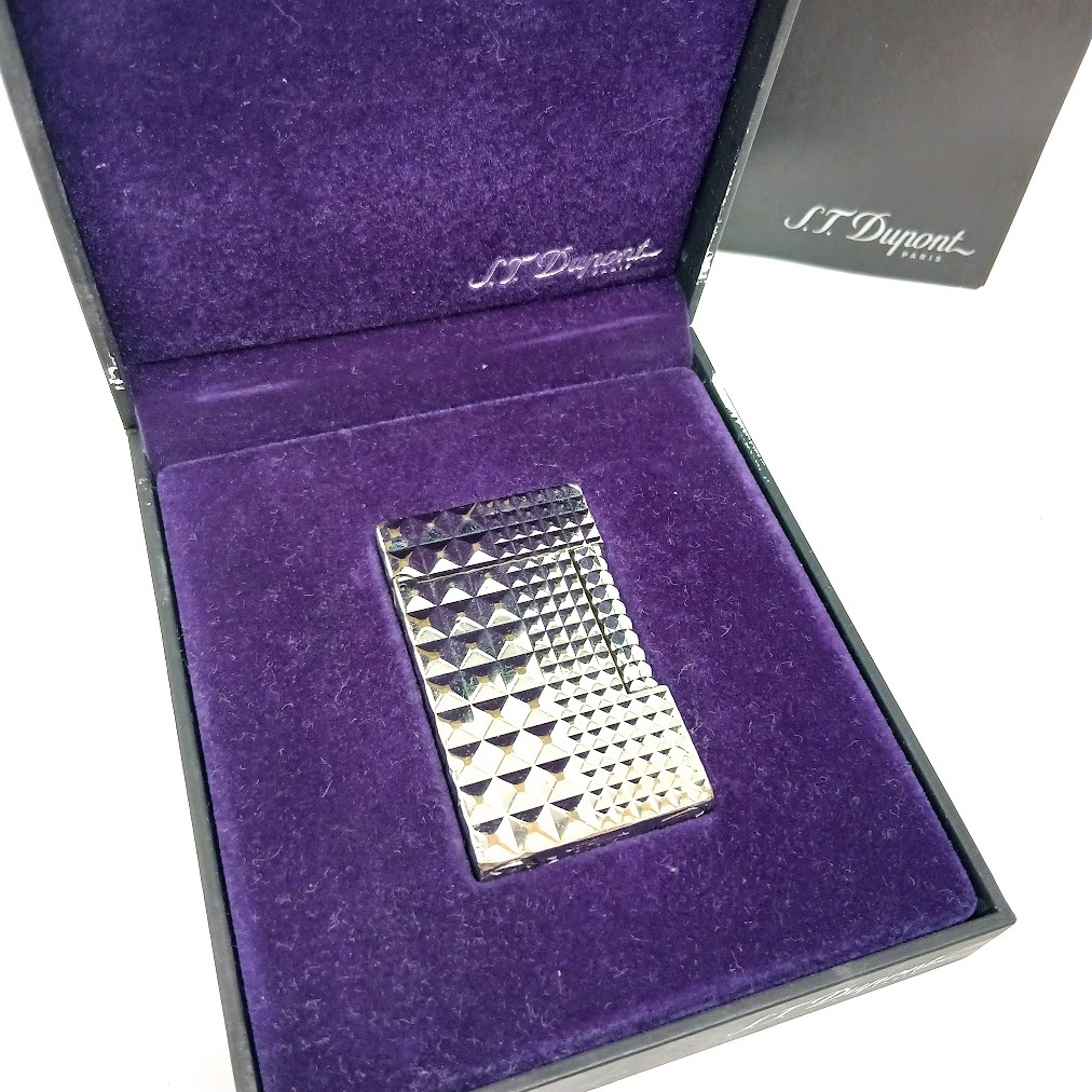 【AO-18】火花確認　S.T. Dupont　デュポン　Ligne 2　ライン2　1B PEA30　ローラー　ガスライター　ヴィンテージ　箱　ギャランティ付　