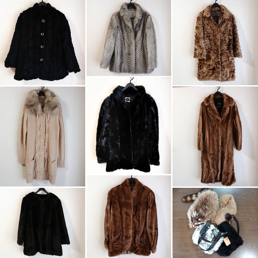 【AR-10】毛皮12品おまとめ　SAGA MINK　MITSUKOSHI　NEW LORD　Lorette Abitol　David Green他　銀サガ　コート　バッグ　帽子など