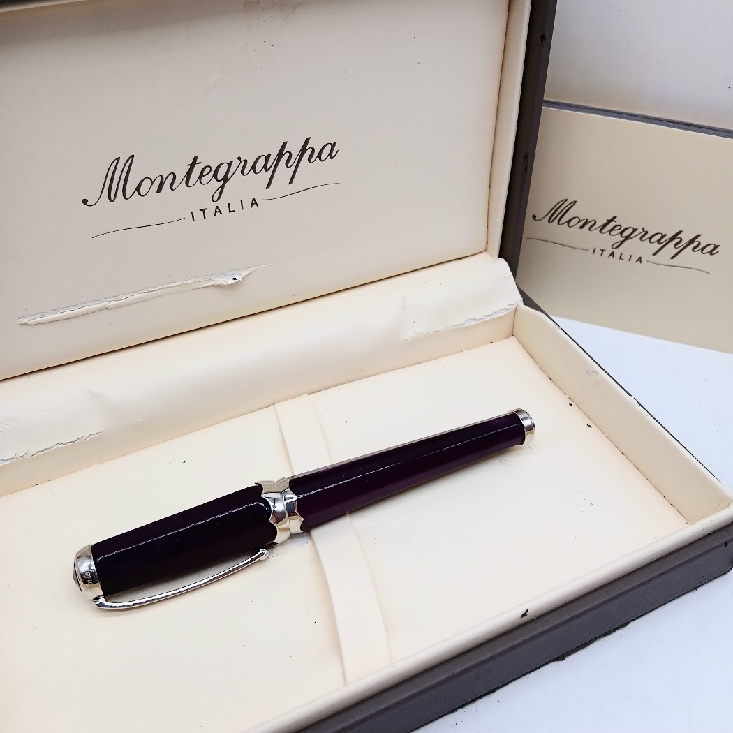 【AH-31】750刻印　Montegrappa　モンテグラッパ　万年筆　1912　ペン先　18金　K18　ブランド筆記用具　ケース(劣化有)　箱付　※難有