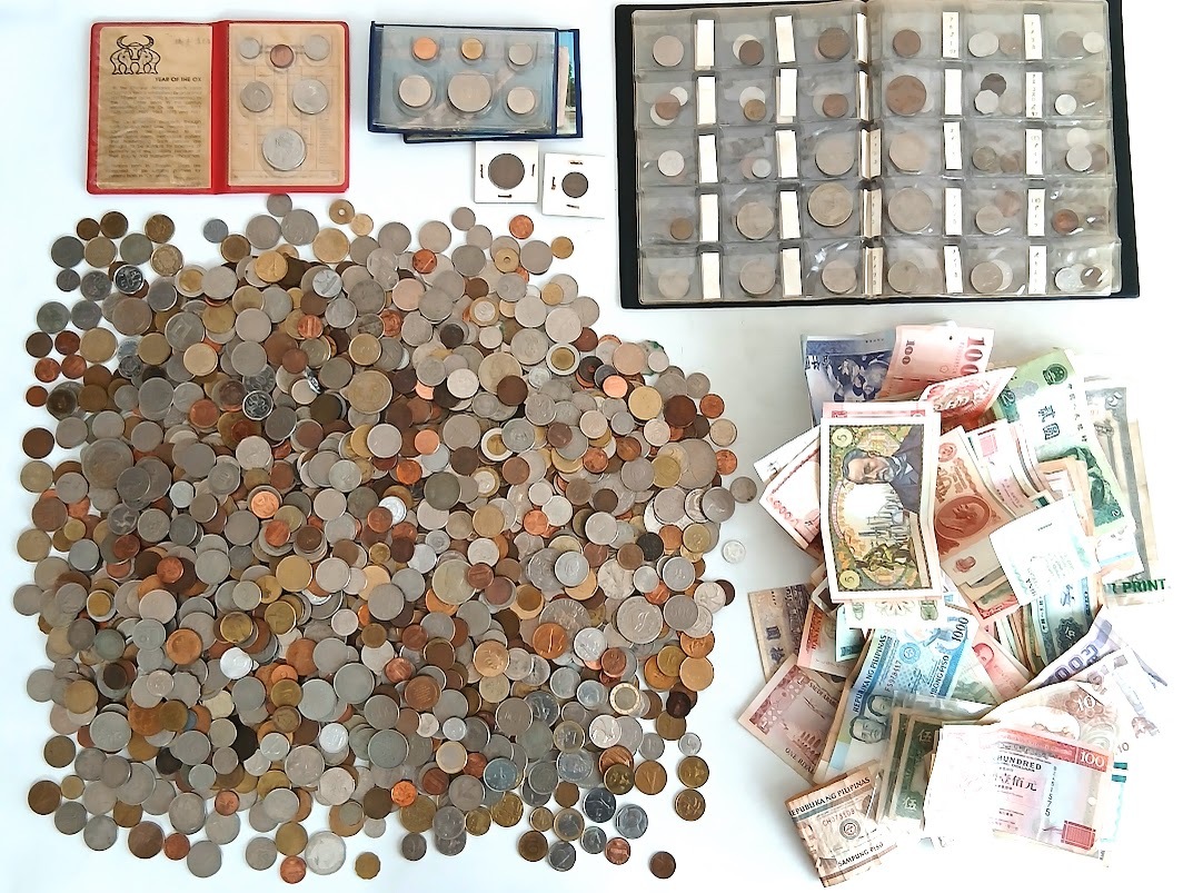 【AN-15】外貨/紙幣おまとめ　アメリカ　オーストラリア　デンマーク　ドイツ　メキシコ他　旧硬貨　旧紙幣　コレクション　総重量約10962g