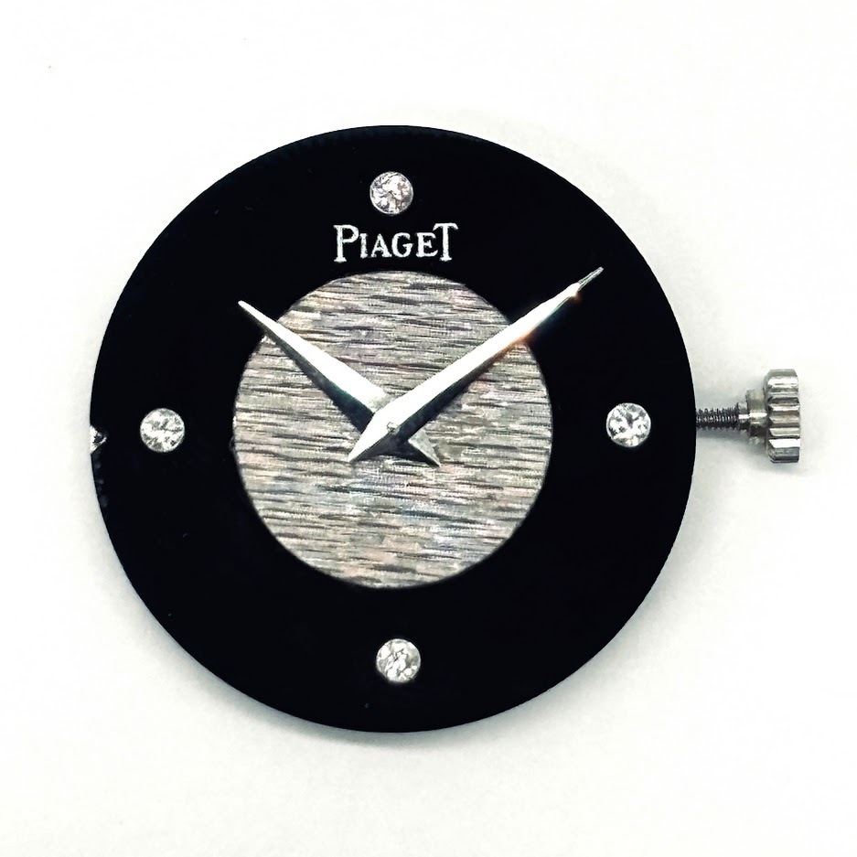 【AF-4】稼働品　PIAGET　ピアジェ　Cal.9P2　ムーブメント　4Pダイヤ　18JEWELS　手巻き　ラウンド　ブラック文字盤　ジャンク　現状品