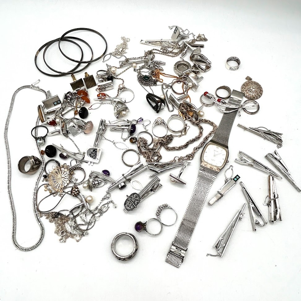 【AM-4】全て刻印　シルバー製品　おまとめ　総重量562.7g　純銀/STERLING/SILVER/950/925/900/850/800など　ネックレス　リング　バングル
