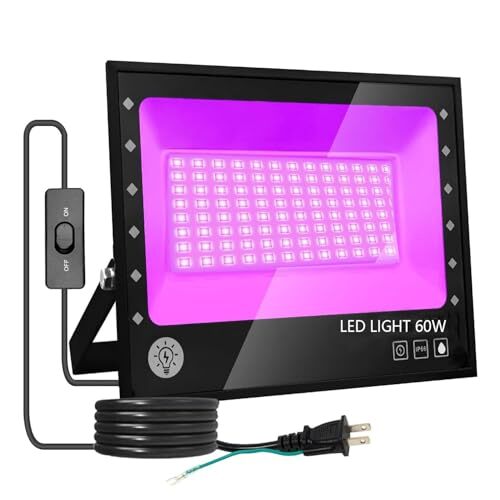 ARREBOL （アレボル）led投光器 ブラックライト60W紫外線ライト 投光器 紫外線投光器 PSE認証 IP66防水機能 ☆