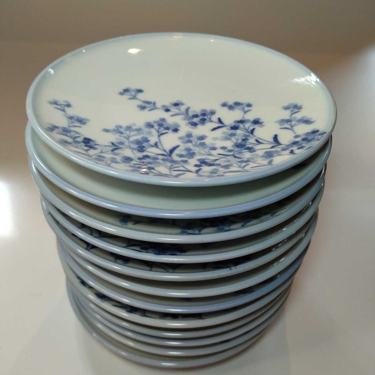 【丸皿】 12枚セット 青い花柄 和食器 陶器