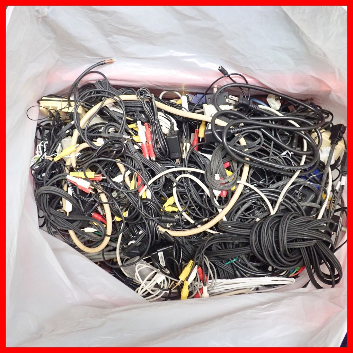 電源コード/ACアダプタ/LANケーブル/アンテナケーブル/ビデオケーブル等 約28kg 配線系ジャンク まとめて大量セット【60