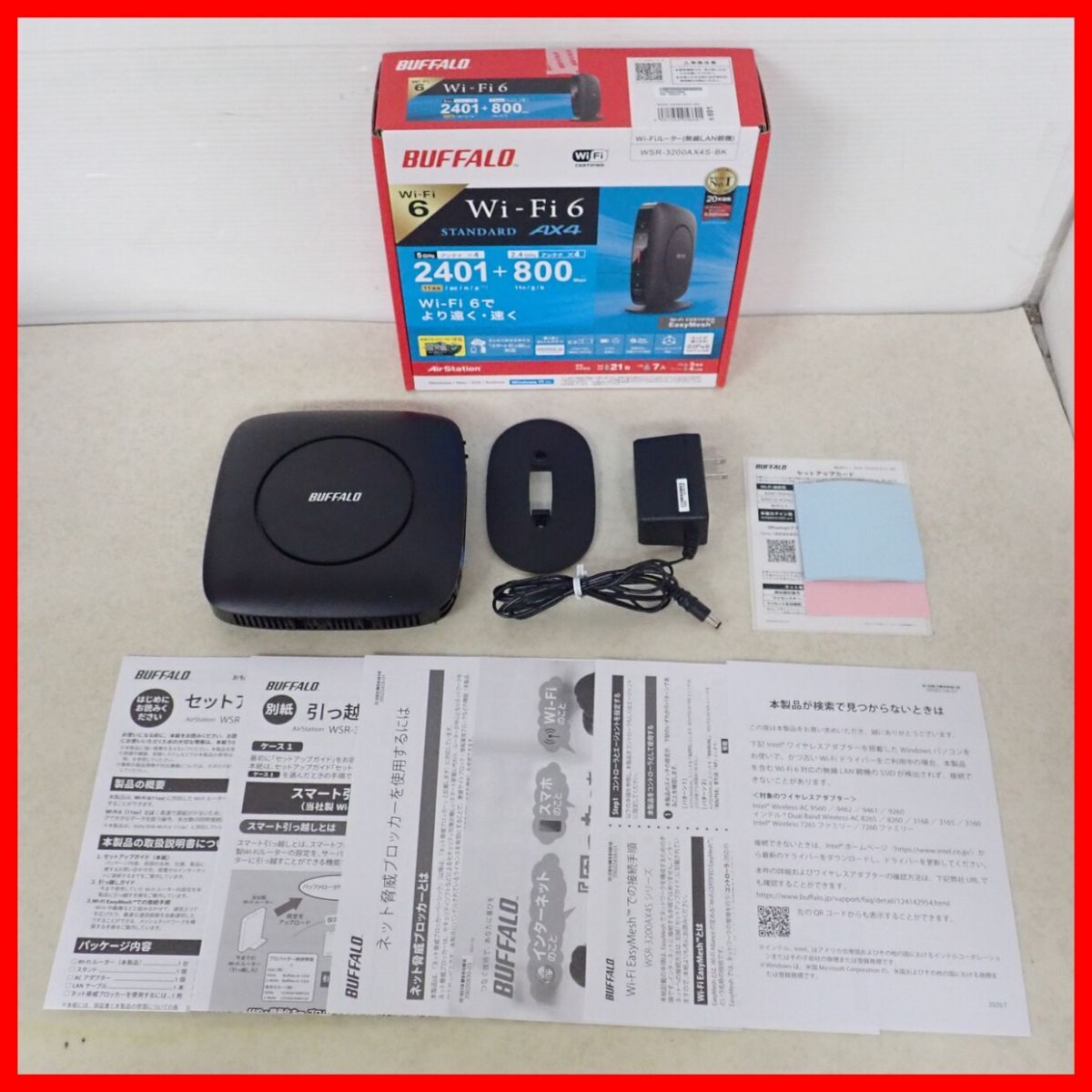 BUFFALO Wi-Fiルーター AX4 WSR-3200AX4S-BK Wi-Fi6 11ax 無線LAN親機 バッファロー 箱説付 通電のみ確認【10