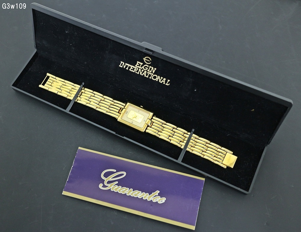 G3w109 腕時計 エルジン FK-577-R インゴット GOLD BAR 1g刻印あり クオーツ 現在不動 60サイズ