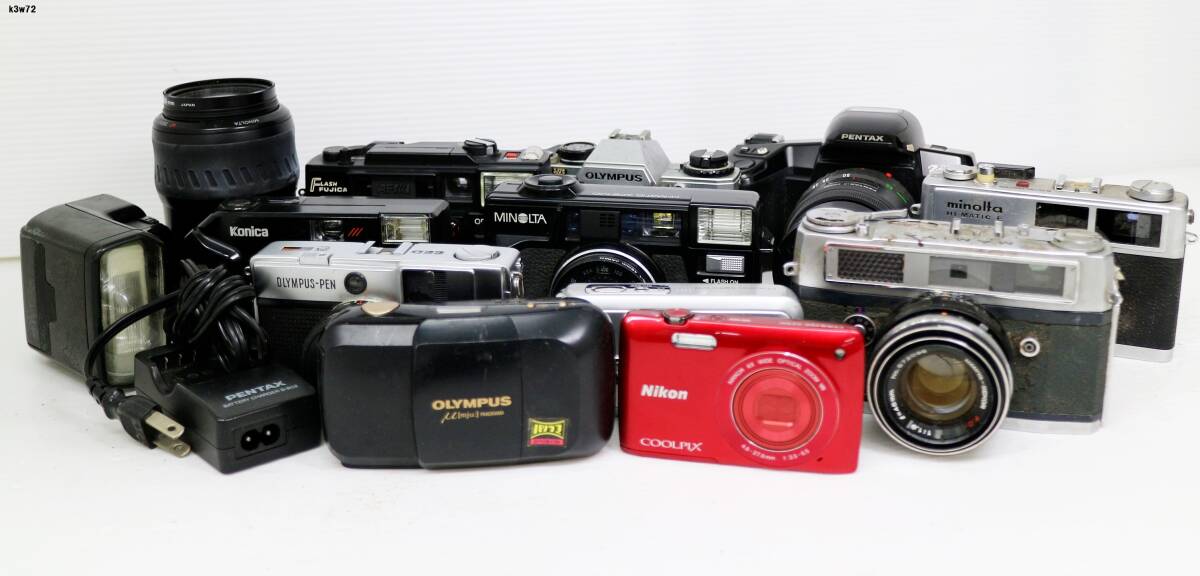 K3w72 カメラ等おまとめ NIKON OLYMPUS FUJICA MINOLTA KONICA 他 動作未確認 80サイズ