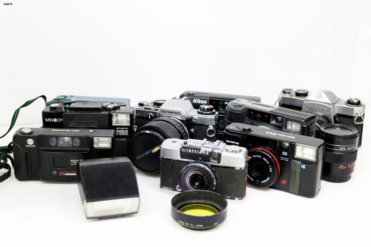 K3w75 カメラ等おまとめ NIKON OLYMPUS PENTAX MINOLTA KONICA 他 動作未確認 80サイズ