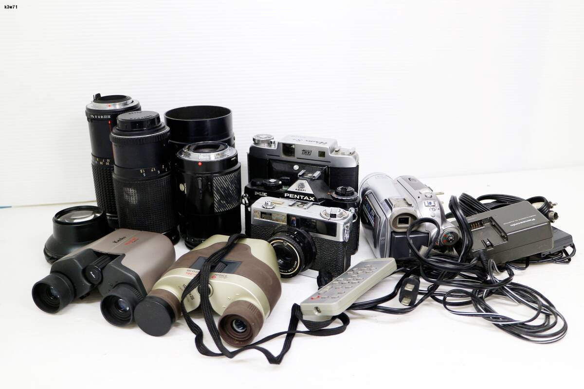 K3w71 カメラ等おまとめ PENTAX Wester PETRI Panasonic 他 カメラ レンズ 双眼鏡 ビデオカメラ 動作未確認 80サイズ