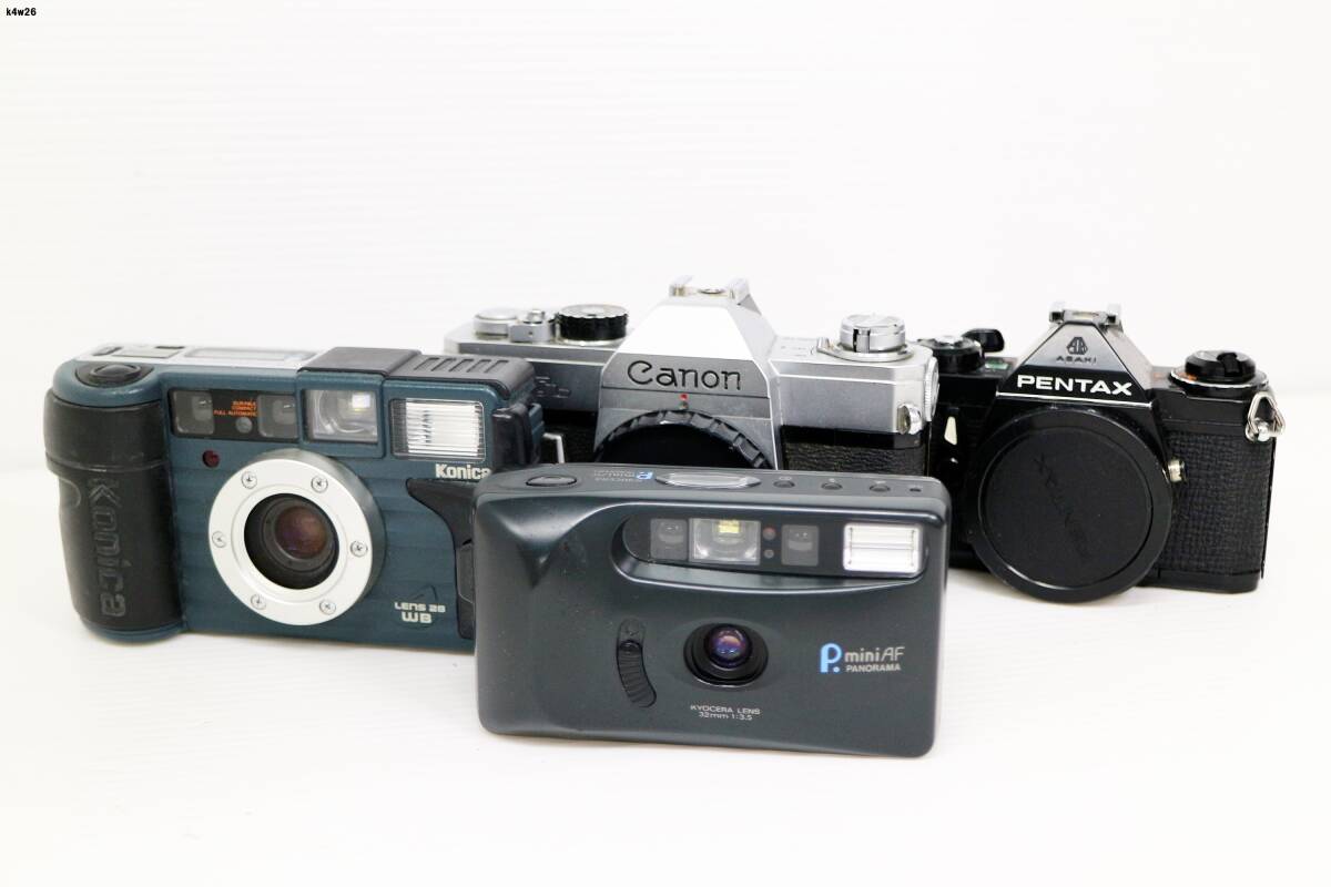 K4w26 カメラおまとめ KONICA CANON KYOCERA PENTAX 動作未確認 60サイズ
