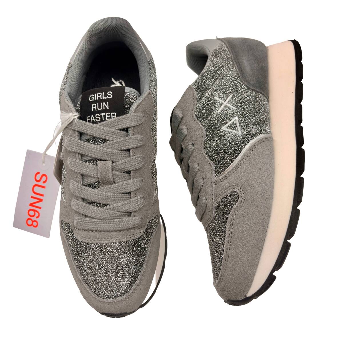 【サイズ選択】レディース◆新品◆SUN 68◆△× ロゴスニーカー■SUN68■204L-90G■グレー/グリッター■サンシックスティーンエイト 女性物